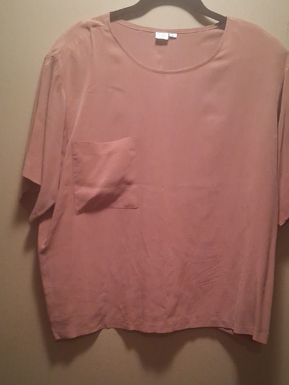 Relaxed Pocket Silk Blouse in Dusty Rose